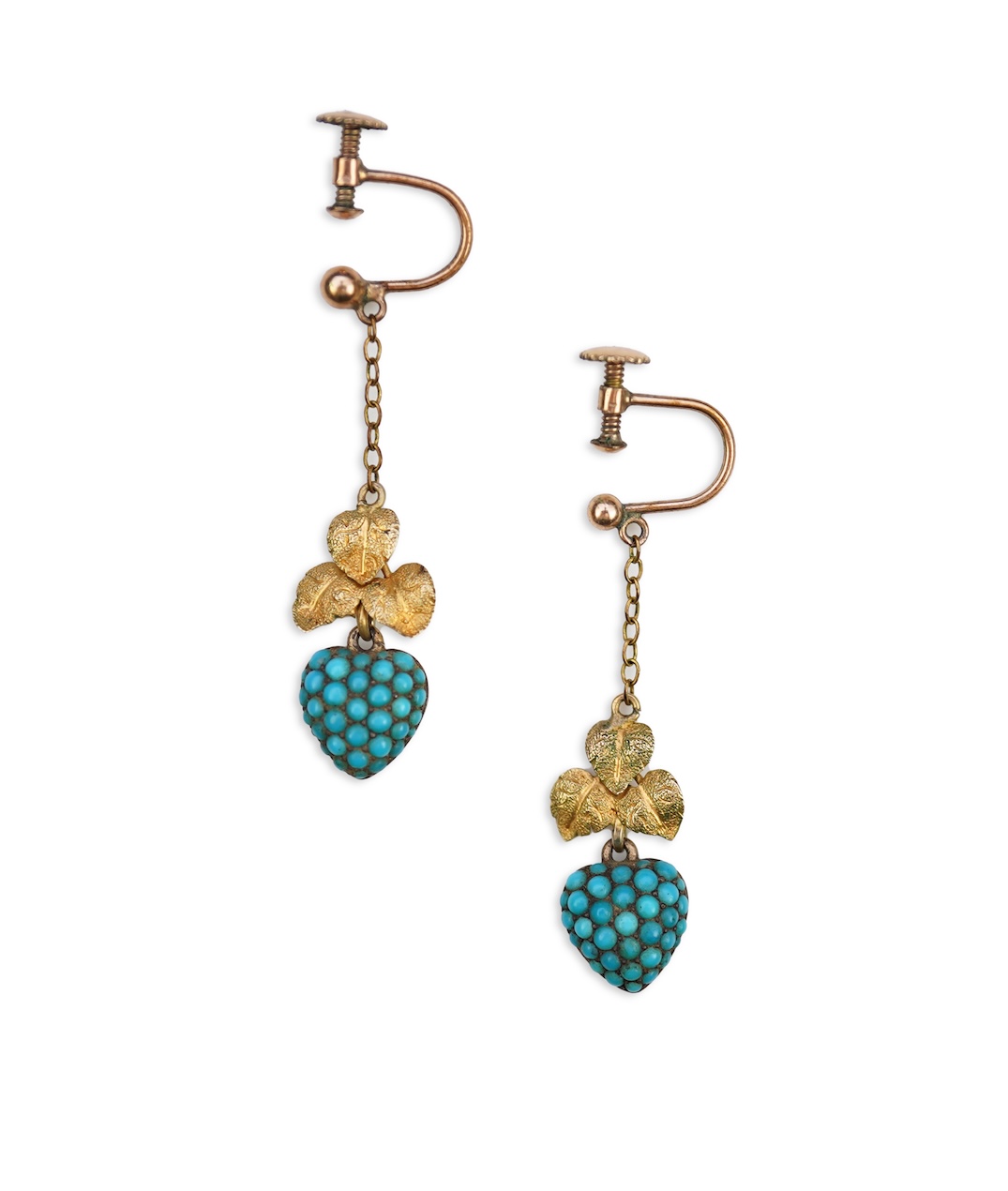 A pair of turquoise locket earrings, mid 19th century and later